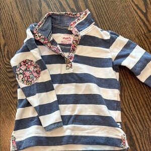 Joules Nautical Blue and White Sweater with Floral Accents